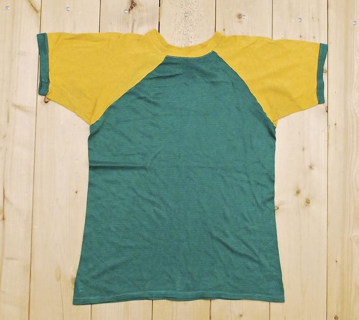 Vintage 1960 70 Yellow And Green Durene Short Sleeve Athletic Collectable Rare Shirt