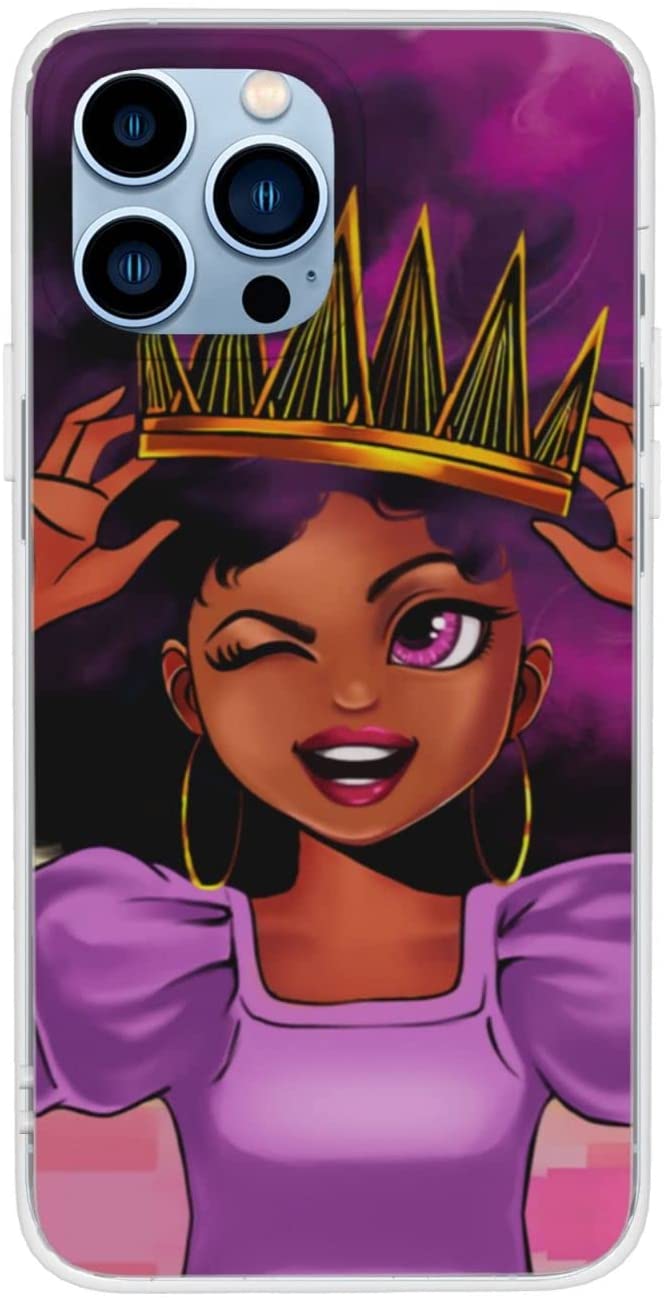 Phone Case For African Black Girl With Purple Hair For Black Women Girls Boys Case Tpu Soft Edge Acrylic Protection Case