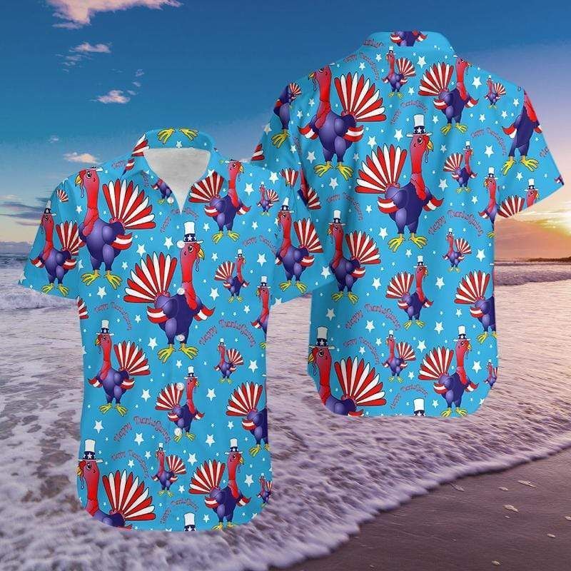 Buy Hawaii Aloha Shirts Us Flag Turkeys Thanksgiving Ha96371