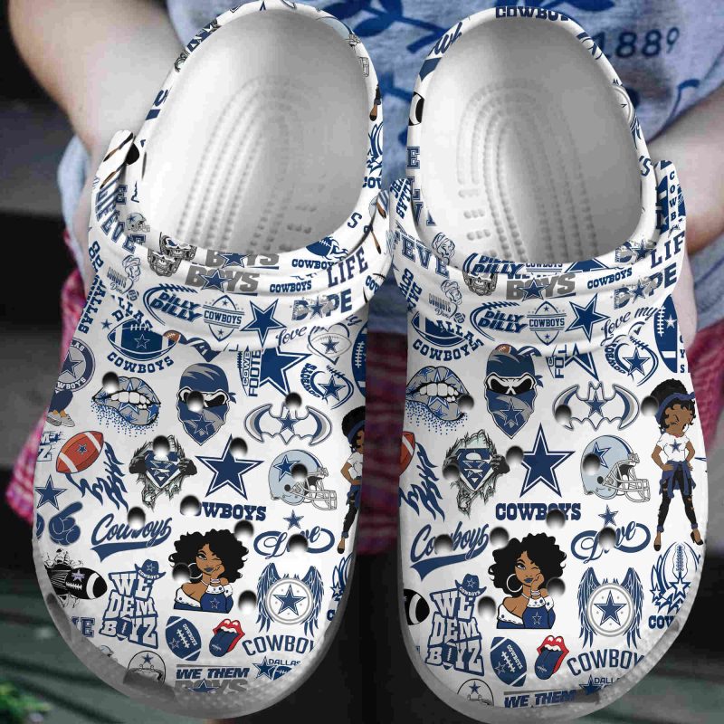 Dallas Cowboys NFL Crocs Crocband Clogs Shoes Comfortable For Men Women and Kids