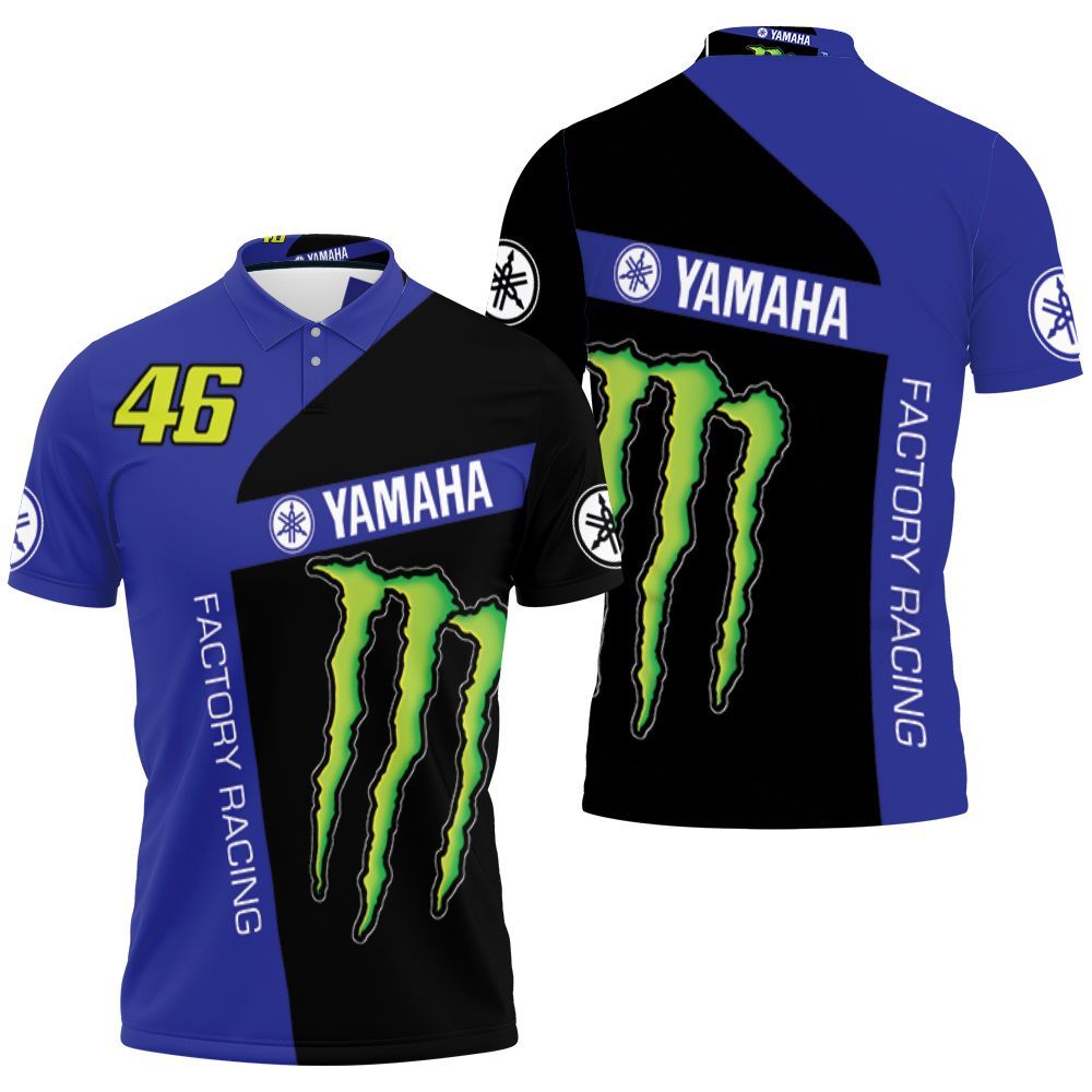 Valentino Rossi Factory Racing 46 Yamaha Monster Energy 3D Polo Shirt