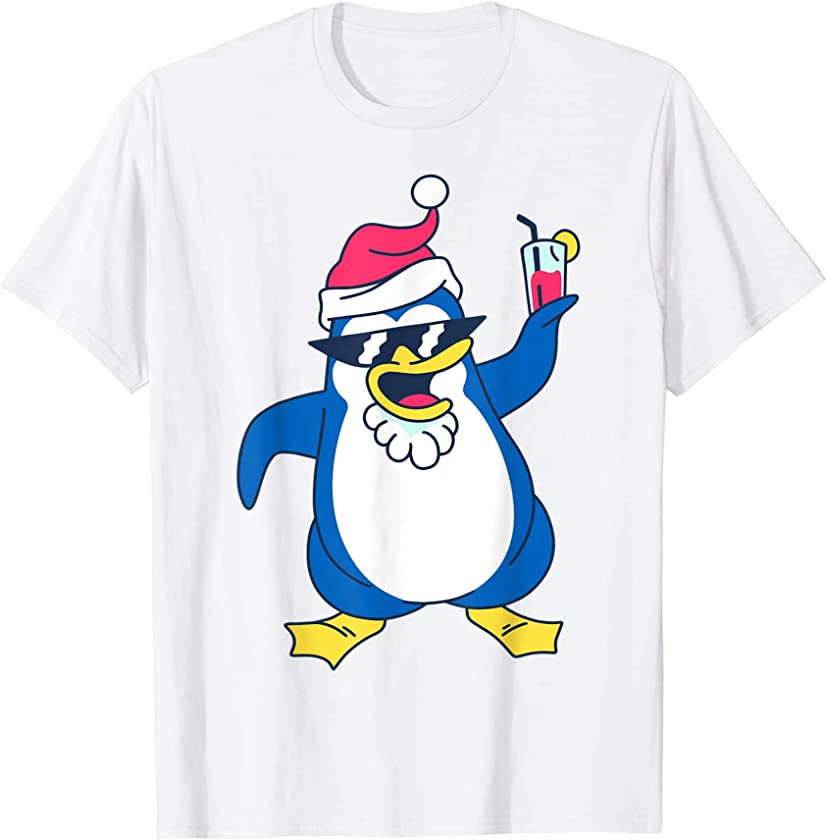 Christmas Winter Snow Costume Santa Claus Drink Penguin T-Shirt