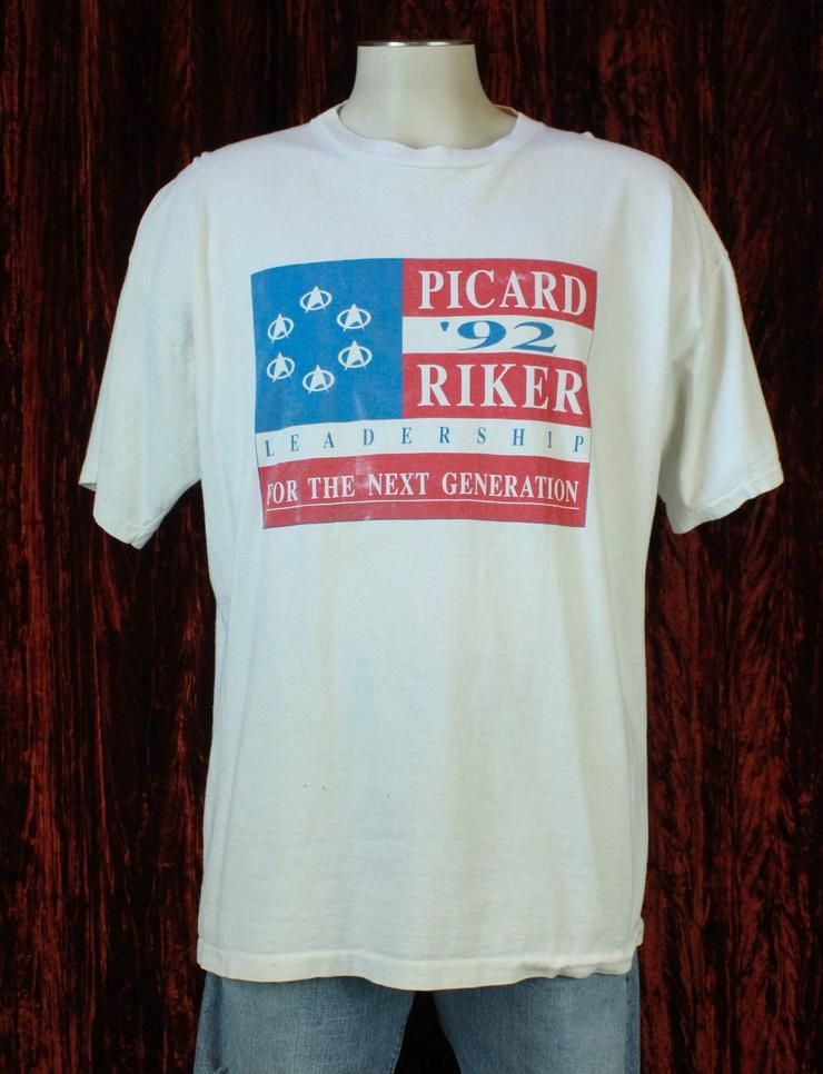 Vintage 1992 Star Trek The Next Generation Picard Riker Graphic Shirt