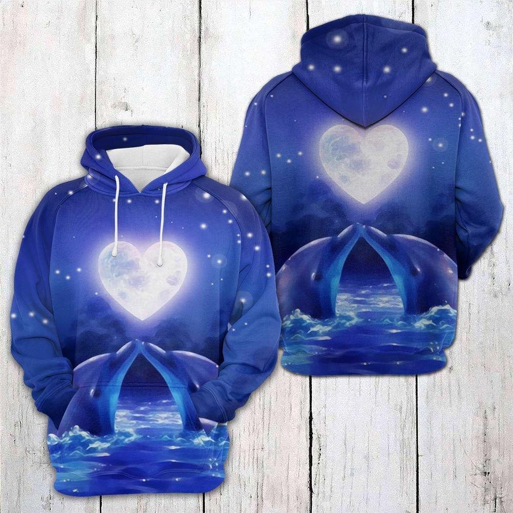 Dolphin Couple Love Moon Pullover Unisex Hoodie Bt01