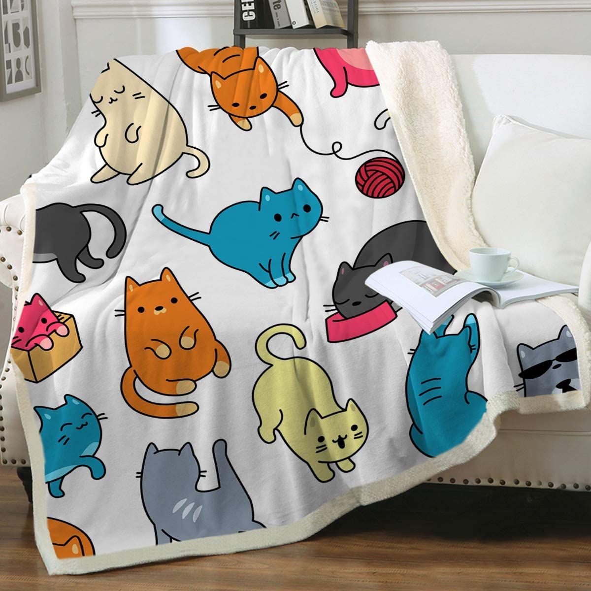 Sleepwish Cat Cute Animals Pet Pattern Fleece Blanket