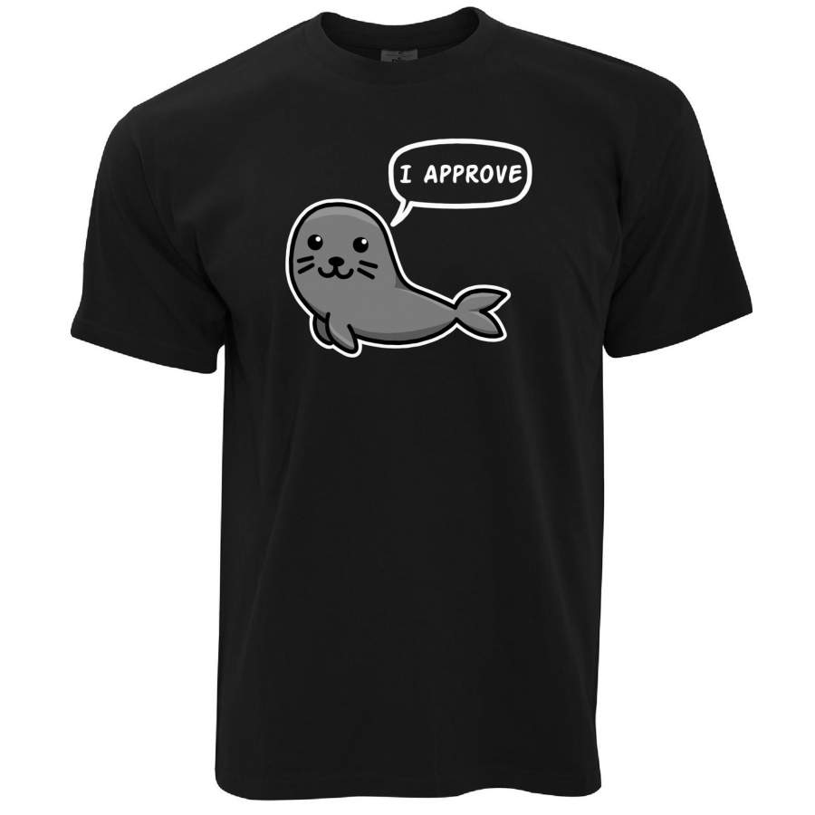 Mens Novelty Animal T Shirt Seal Of Approval Pun Joke Tee