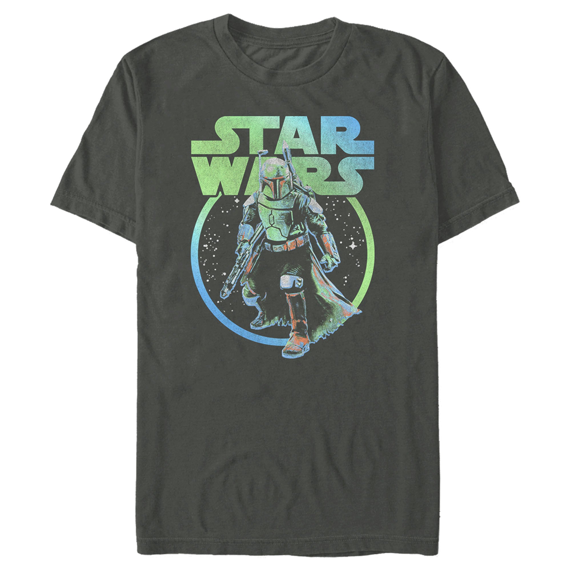 The Book Of Boba Fett Men’S Blue And Green Distressed Retro Logo  T-Shirt