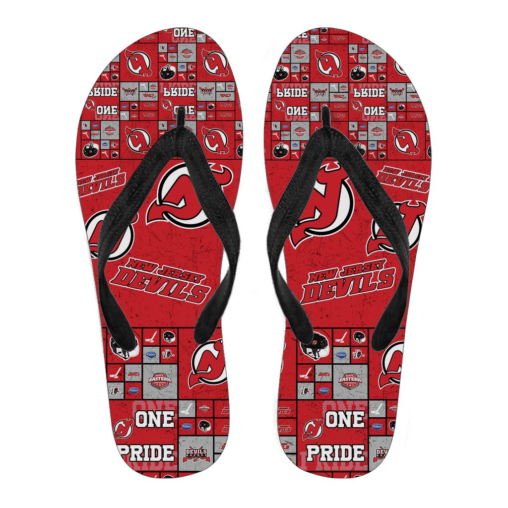 Color Of Pride Flag New Jersey Devils Flip Flops