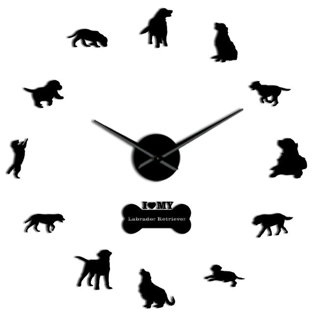 Labrador Retriever Dog Breeds Big Time Animals Diy 3D Wall Clock Home Decor