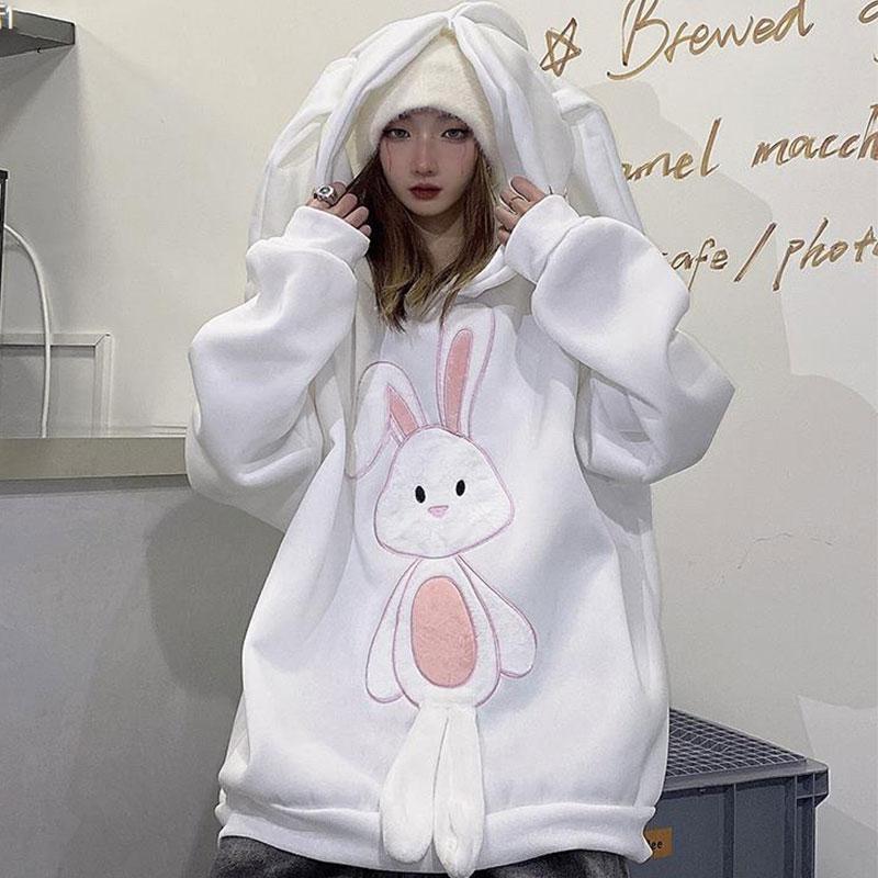 Cute Bunny Ears Loose Hoodie