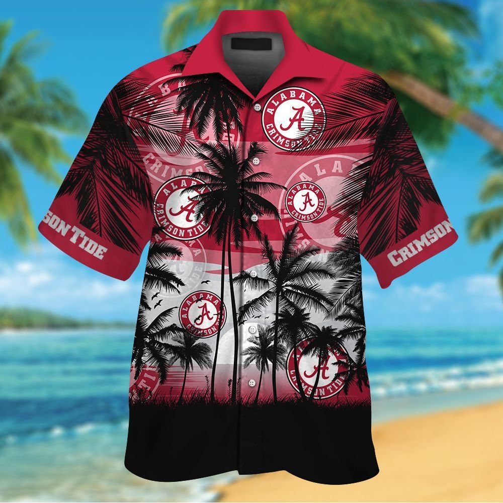 Alabama Crimson Tide Hawaiian Short Sleeve Button Up Tropical Shirt