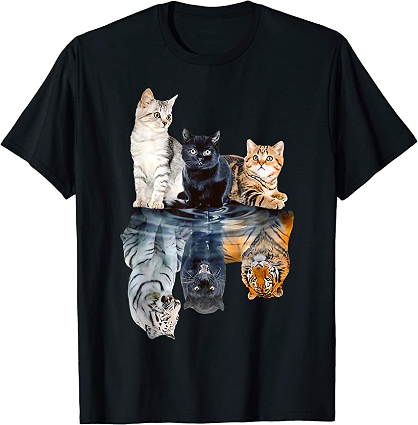 Cats Lover Cat Water Reflection Cats Tigers T-Shirt