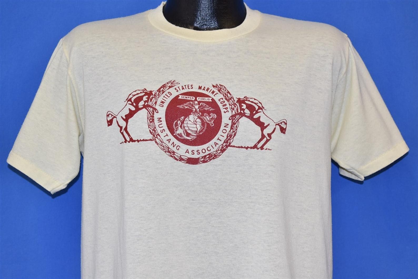 80S United States Corps Usmc Mustang Association Roll Call T-Shirt