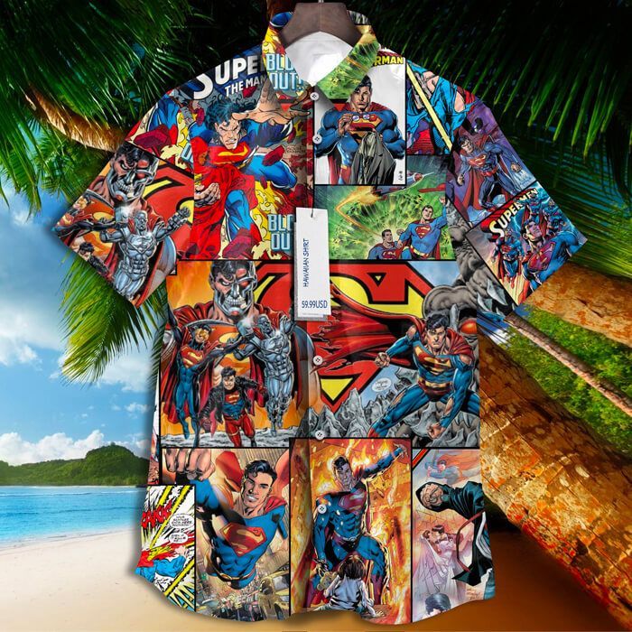 The Superhero Superman Dc Comics 3D Art Tropical Vintage Grateful For Man And Woman Print Short Sleeve Hawaiian Shirt G95