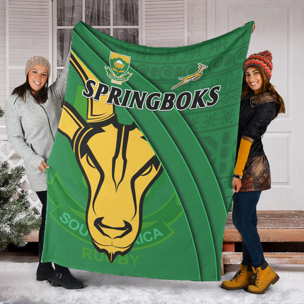 South Africa Rugby Premium Blanket Bokke Springbok With African Pattern ...