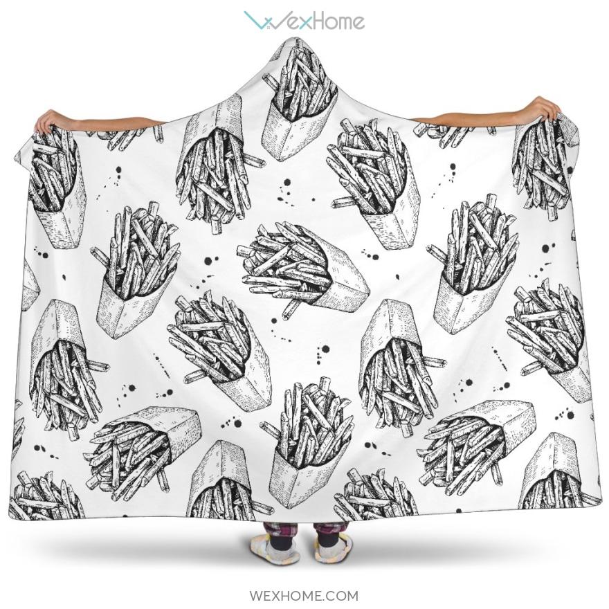 Hand Drawn French Fries Pattern Hooded Blanket