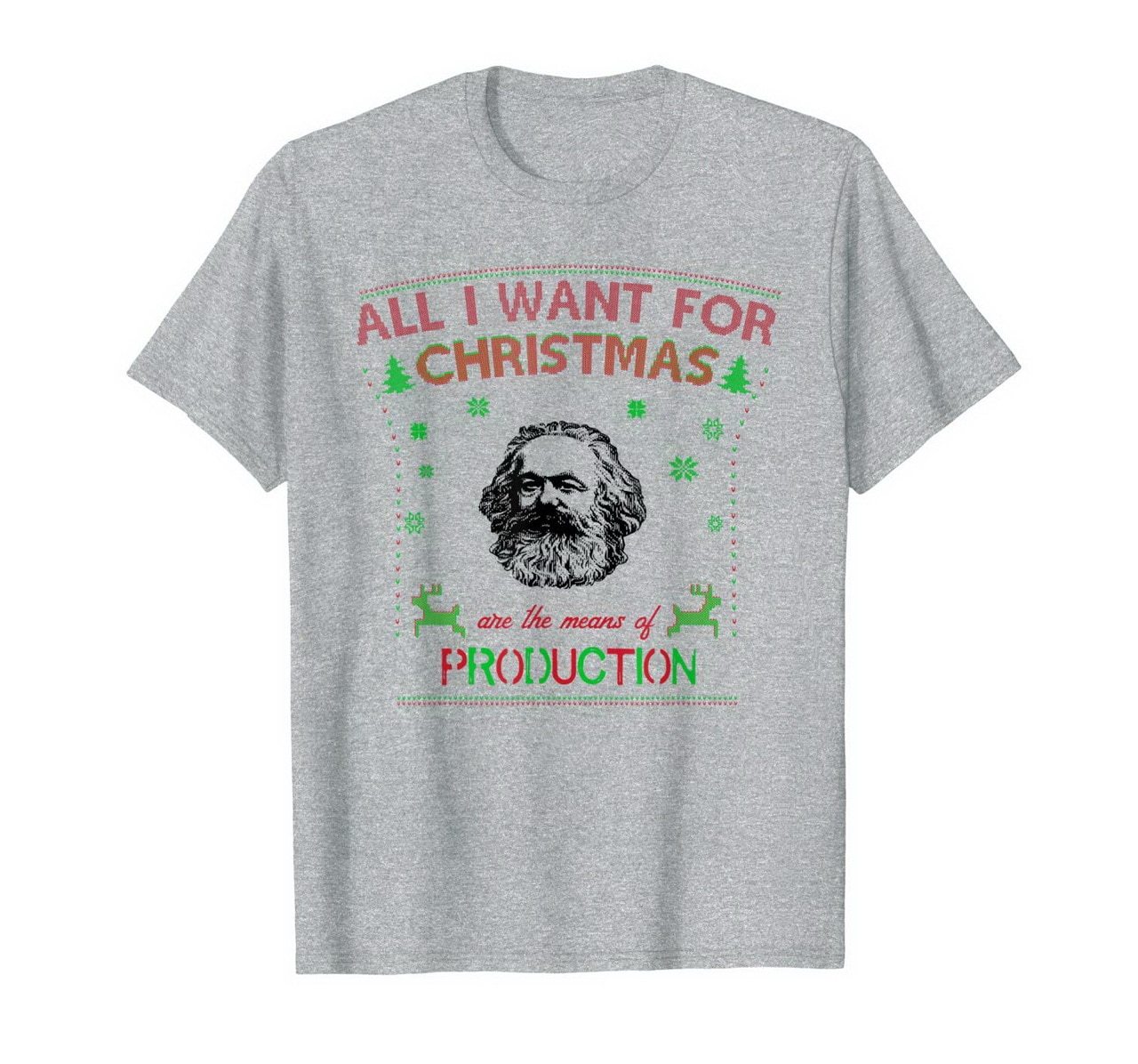 Ugly Christmas Sweater Anti Capitalist Communist Karl Marx T-Shirt New