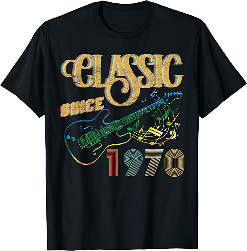 Vintage Made In 1970 50th Birthday 50 Years Old Guitar Lover T-Shirt