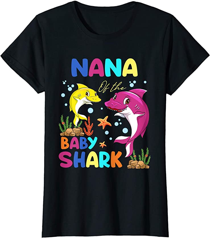 Womens Nana Of The Baby Shark Birthday Nana Shark T-Shirt