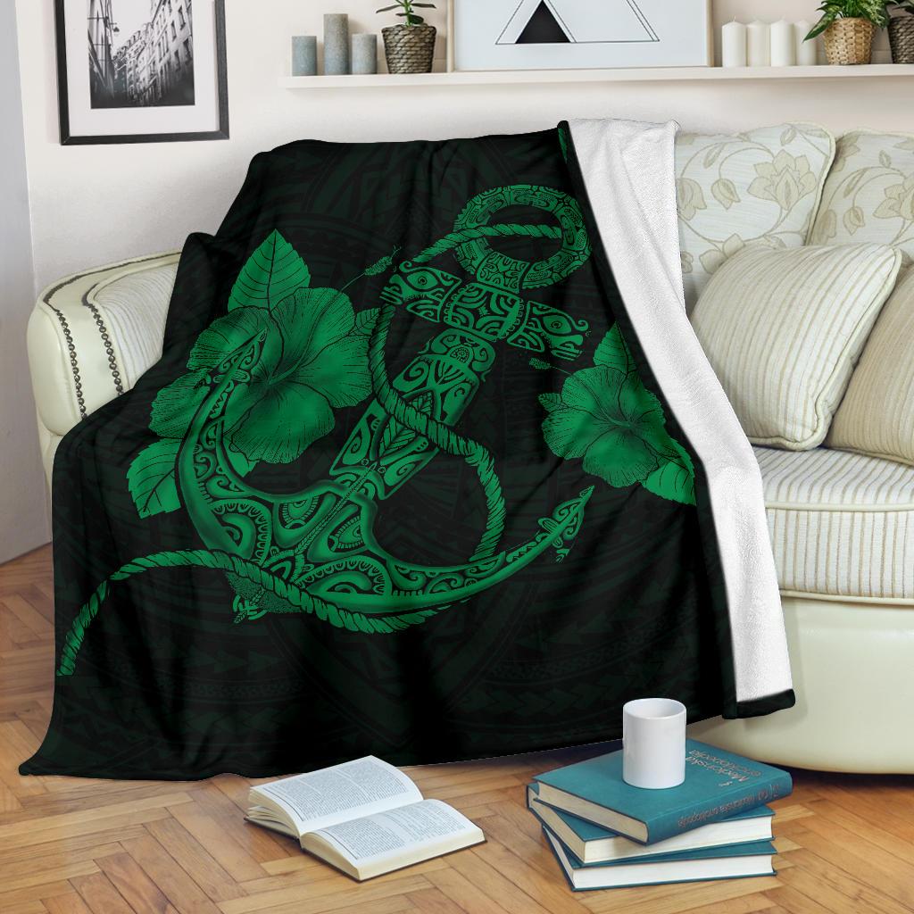 Anchor Green Poly Tribal Premium Blanket