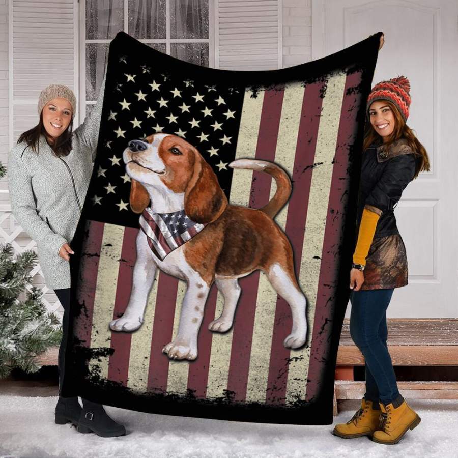 Custom Blanket Beagle American Flag Bandana Patriotic 4th Of July Blanket – Fleece Blanket