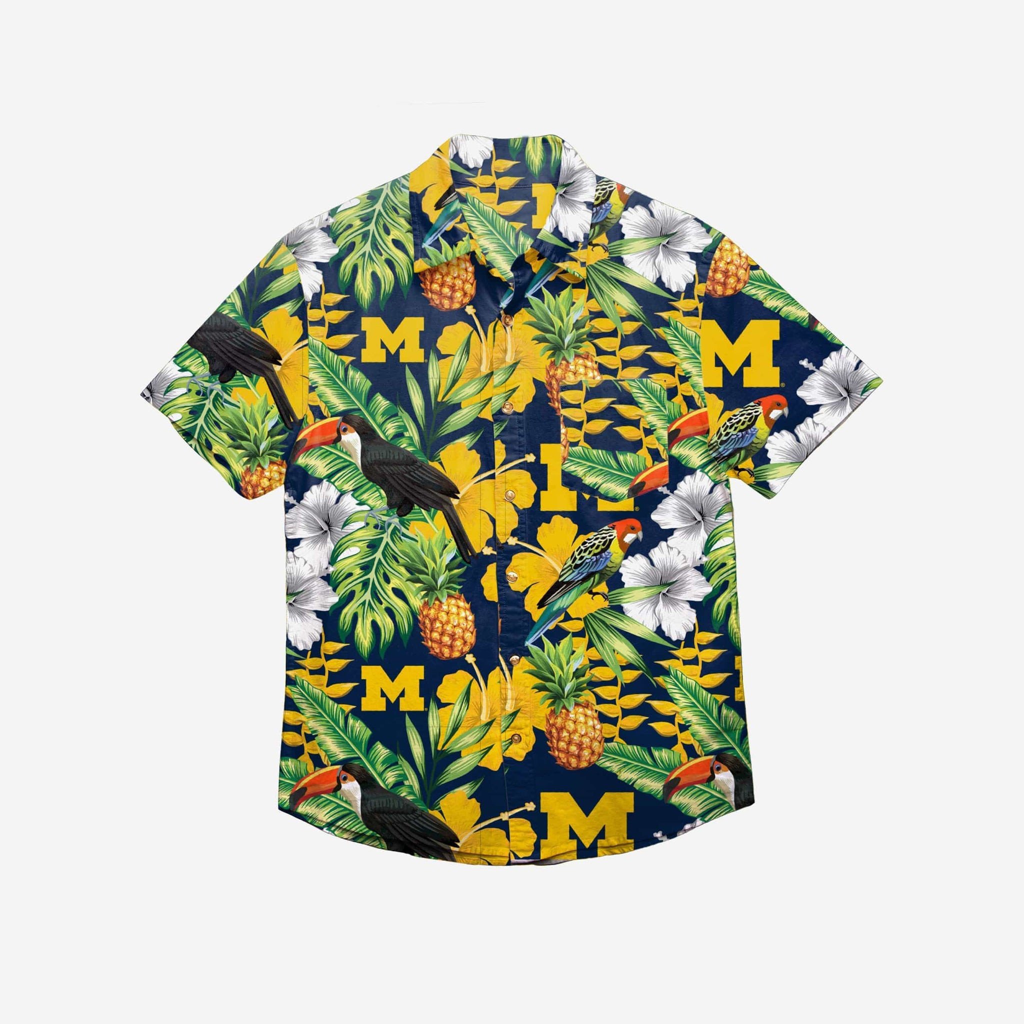 Michigan Wolverines Floral Button Up Hawaii Shirt Ha81225