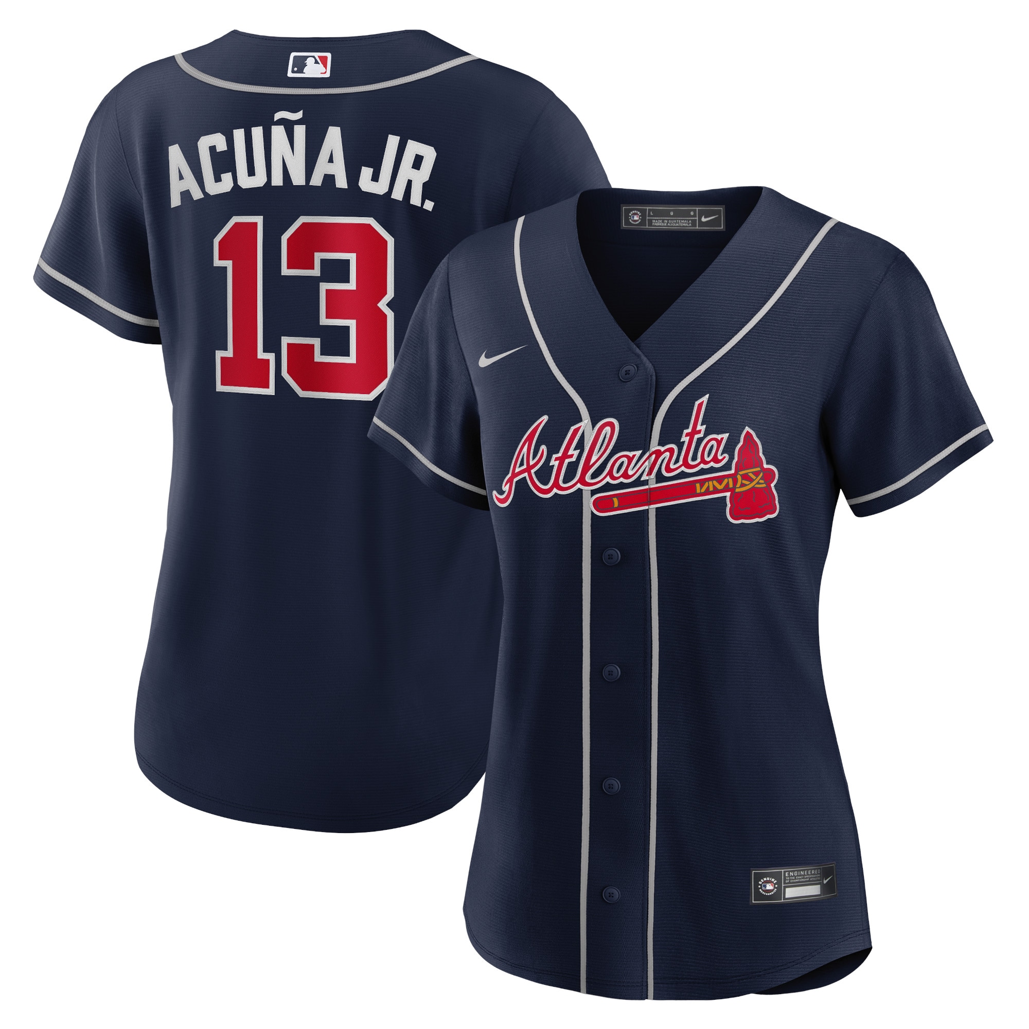 Ronald Acuna Jr. Atlanta Braves Women's Alternate Replica Player Jersey – Navy