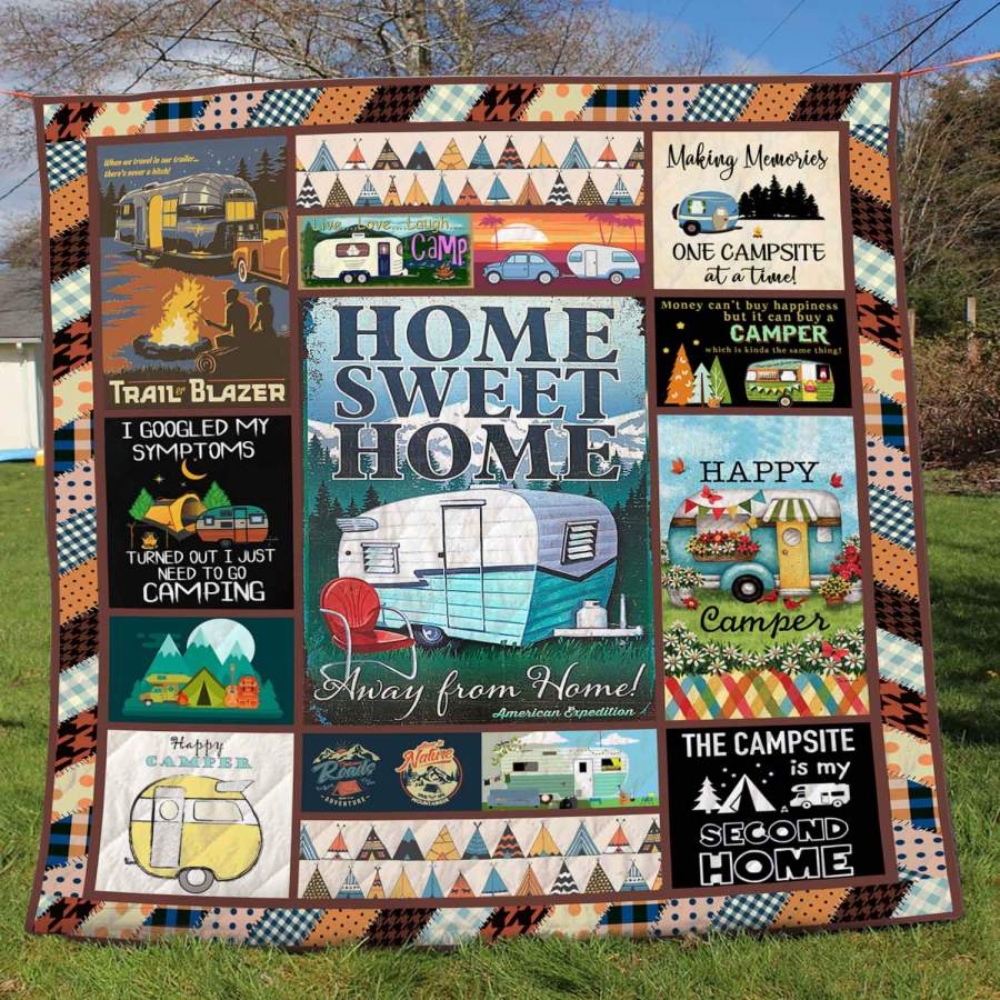 Wozoro Quilt Blanket Camping Home Sweet Home Car Camping Twin Queen King Size