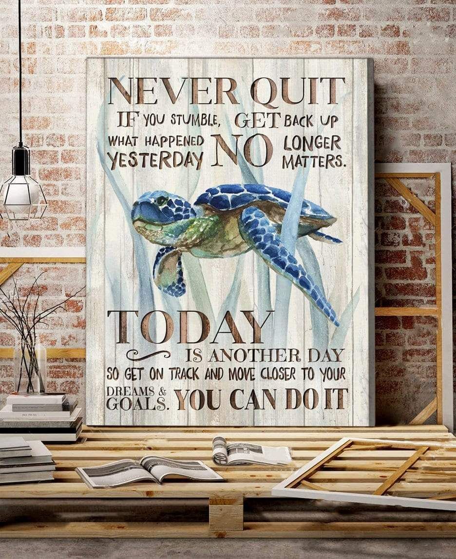Never Quit Turtle Wall Art Canvas – Taxas Trend Shop