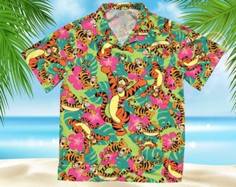 Tigger Cartoon Winnie The Pooh For Men And Women Graphic Print Short Sleeve Hawaii Casual Shirt Ha55833