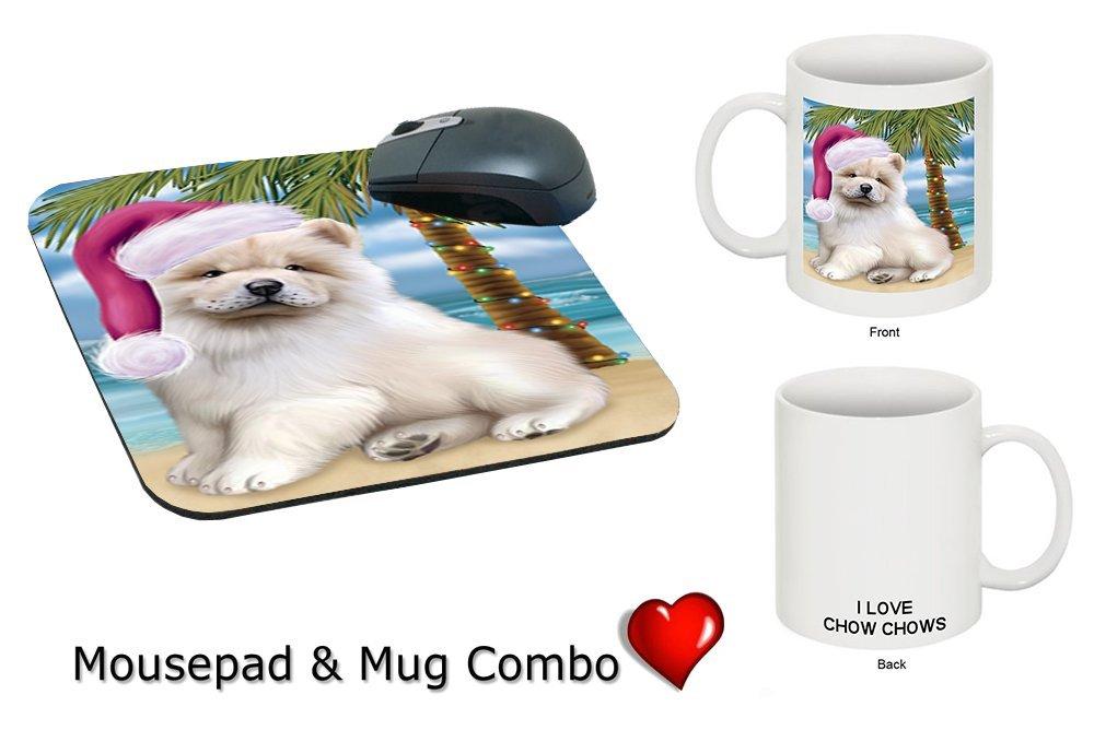 Summertime Chow Chow Puppy On Beach Christmas Mug & Mousepad Combo Gift Set Mmcg1107