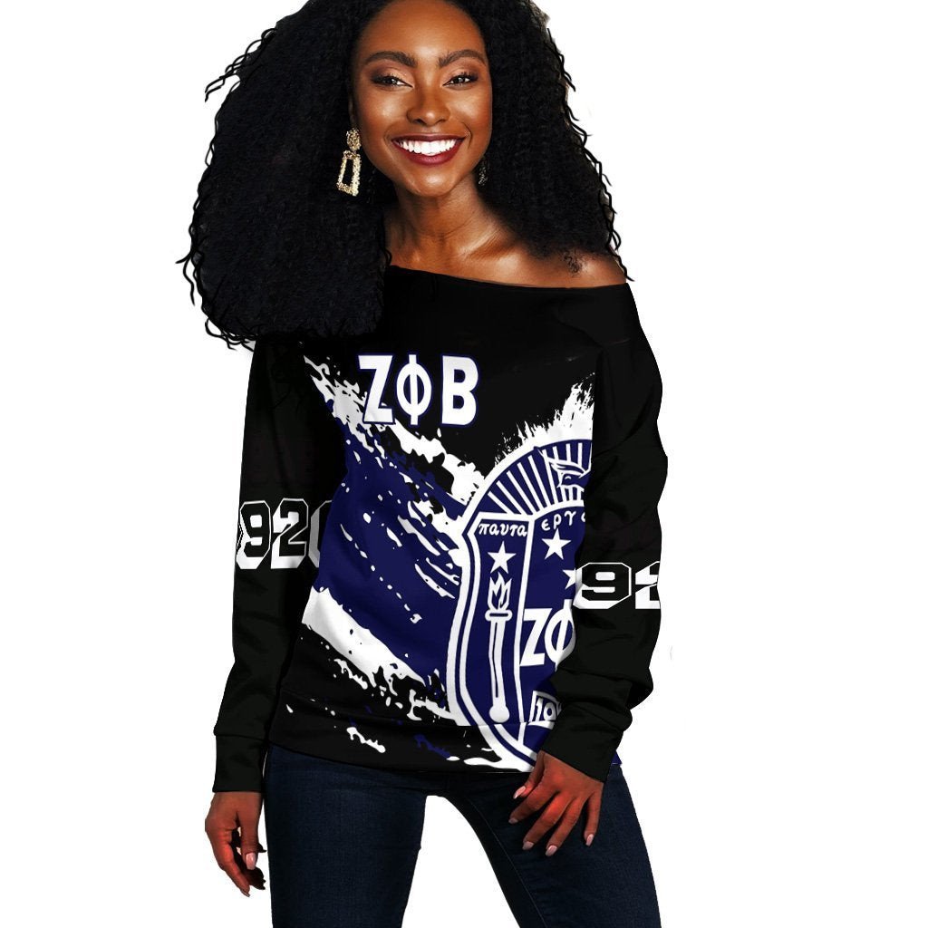 Sorority Sweatshirt – Zeta Phi Beta Off Shoulder – Tip Style