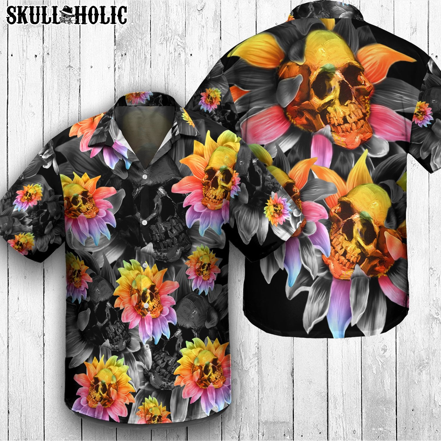 Rainbow Sunflower Skl Hawaiian Shirt Ha91837