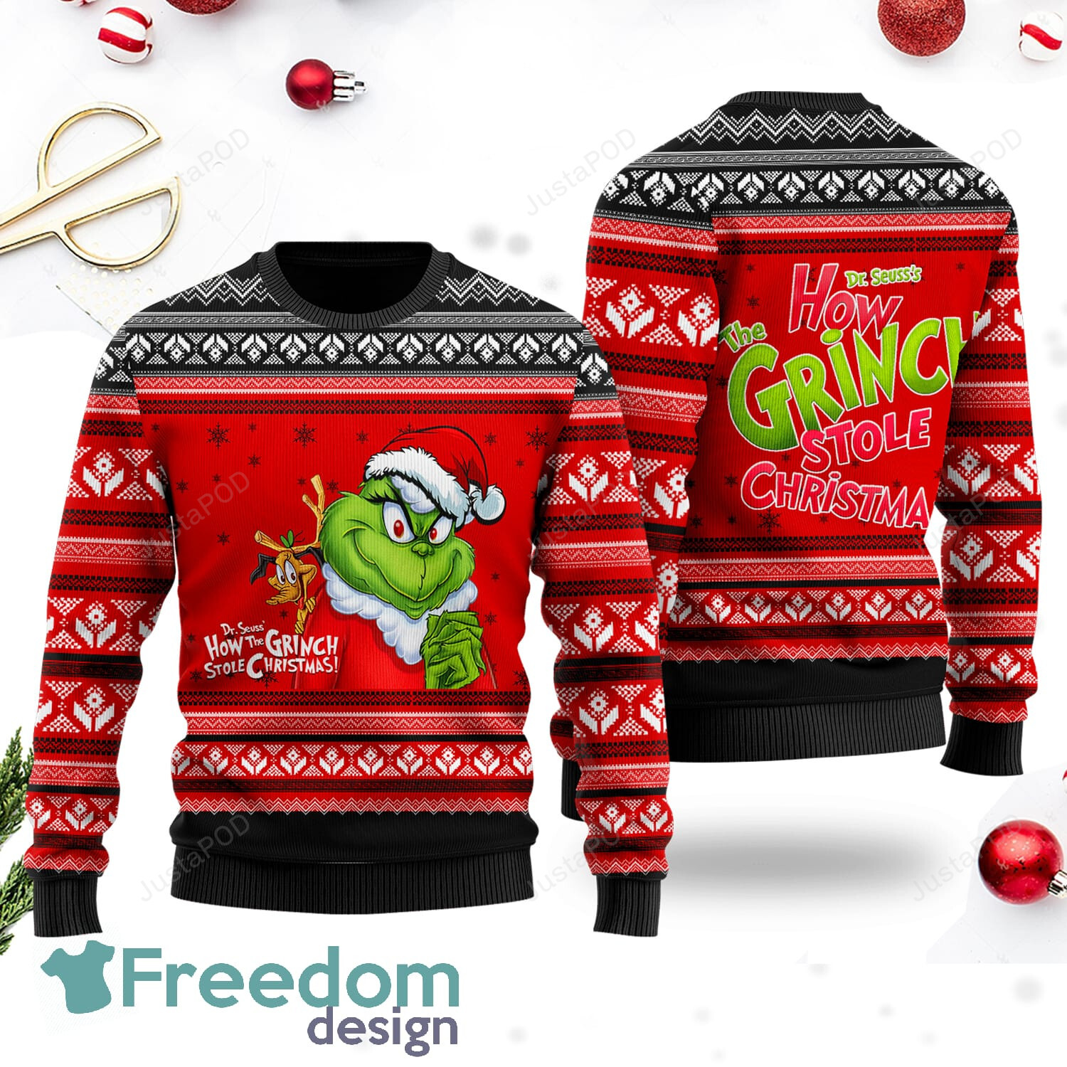 Chirstmas Dr Seuss How The Grinch Stole 3D Ugly Sweater