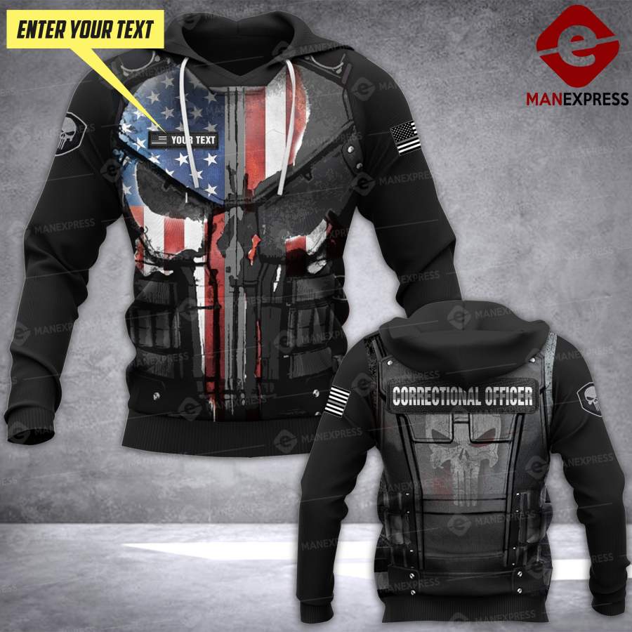 CUSTOMIZED US FLAG ARMOR CORRECTIONAL OFFICER 3D HOODIE