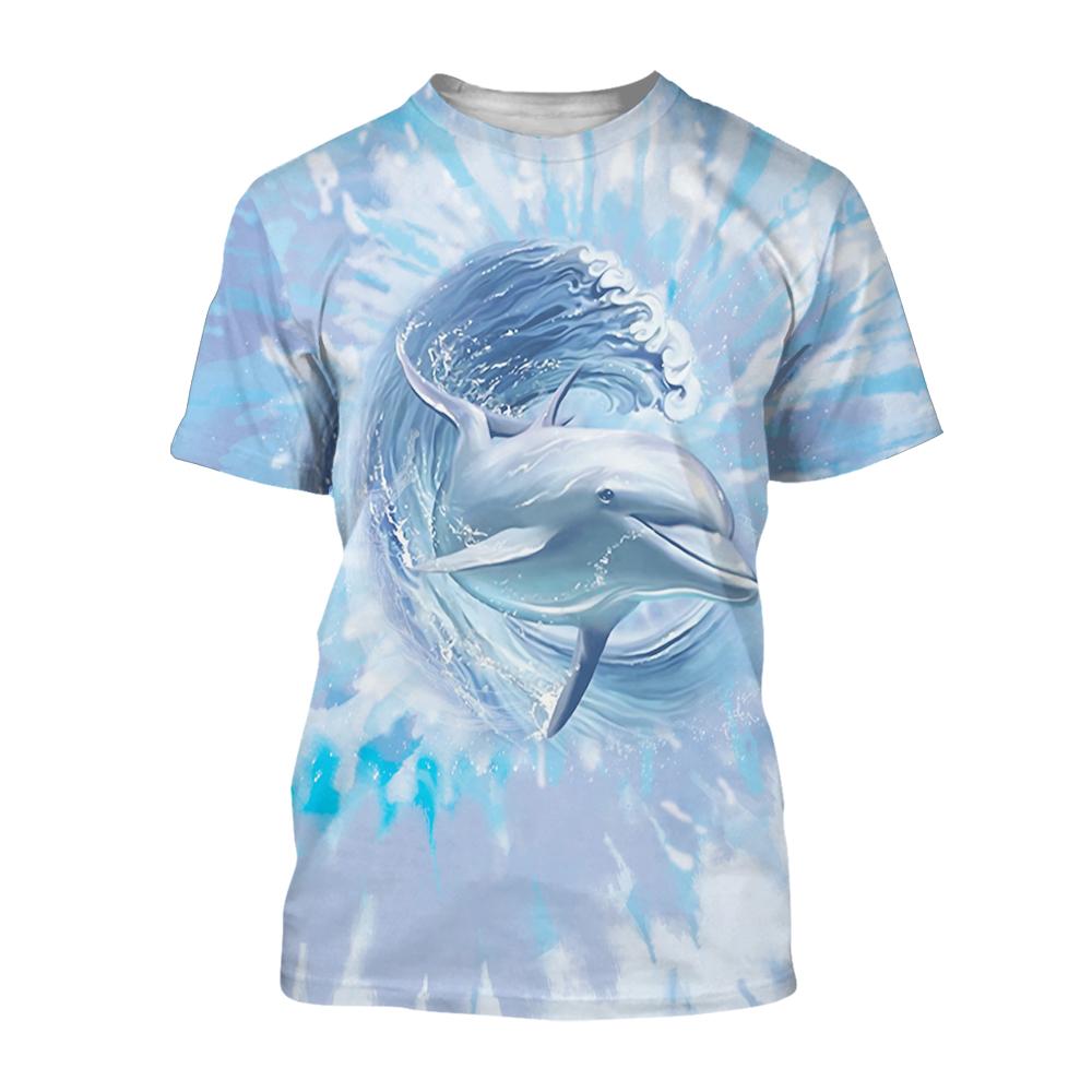 Dolphin Surfing Tie Dye 9Basic All Over Print Shirt