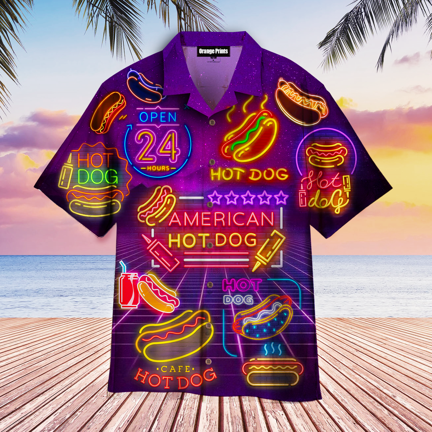 Neon Hot Dogs Aloha Hawaii Shirts For Men Women Ha14199