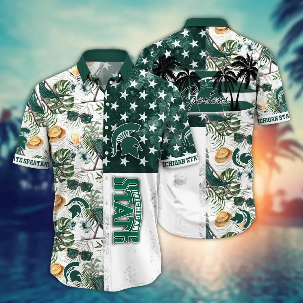 Michigan State Spartans Ncaa Flower Aloha Hawaiian Shirt 11, Ncaa Hawaiian Shirt