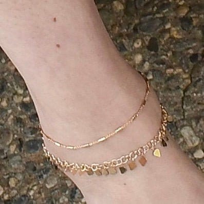 Anklet, Anklets, Gold Anklets, Layered Gold Anklets, Anklets for Women,Heart Gold Anklets,Delicate Anklet,Bridesmaids Gift,