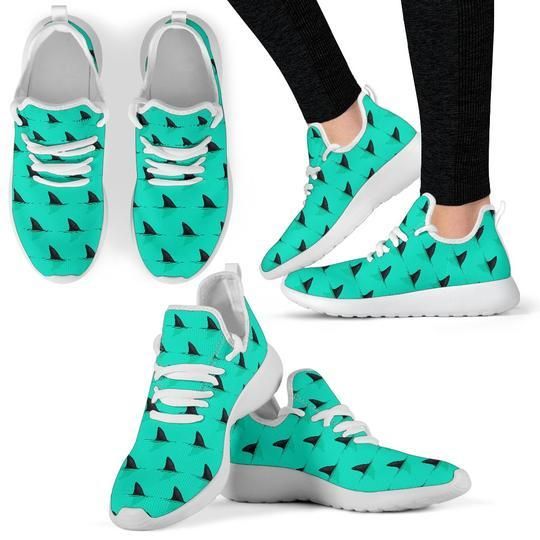 Shark Fin Pattern Mesh Knit Sneakers Shoes For Women, Men