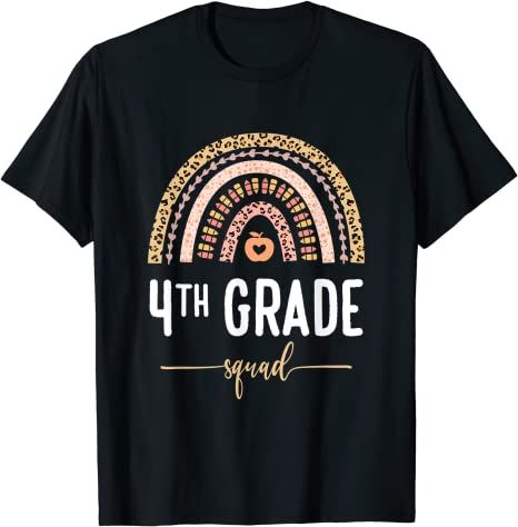 Back To School 2021 – 4Th Grade Squad Leopard Rainbow Back To School Shirt For Kids And Teachers