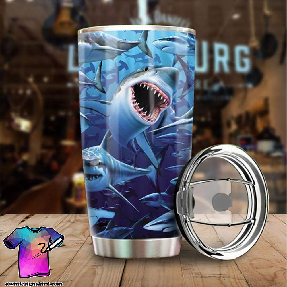 Shark Stainless Steel Personalized Stainless Steel Tumbler Customize Name, Text, Number