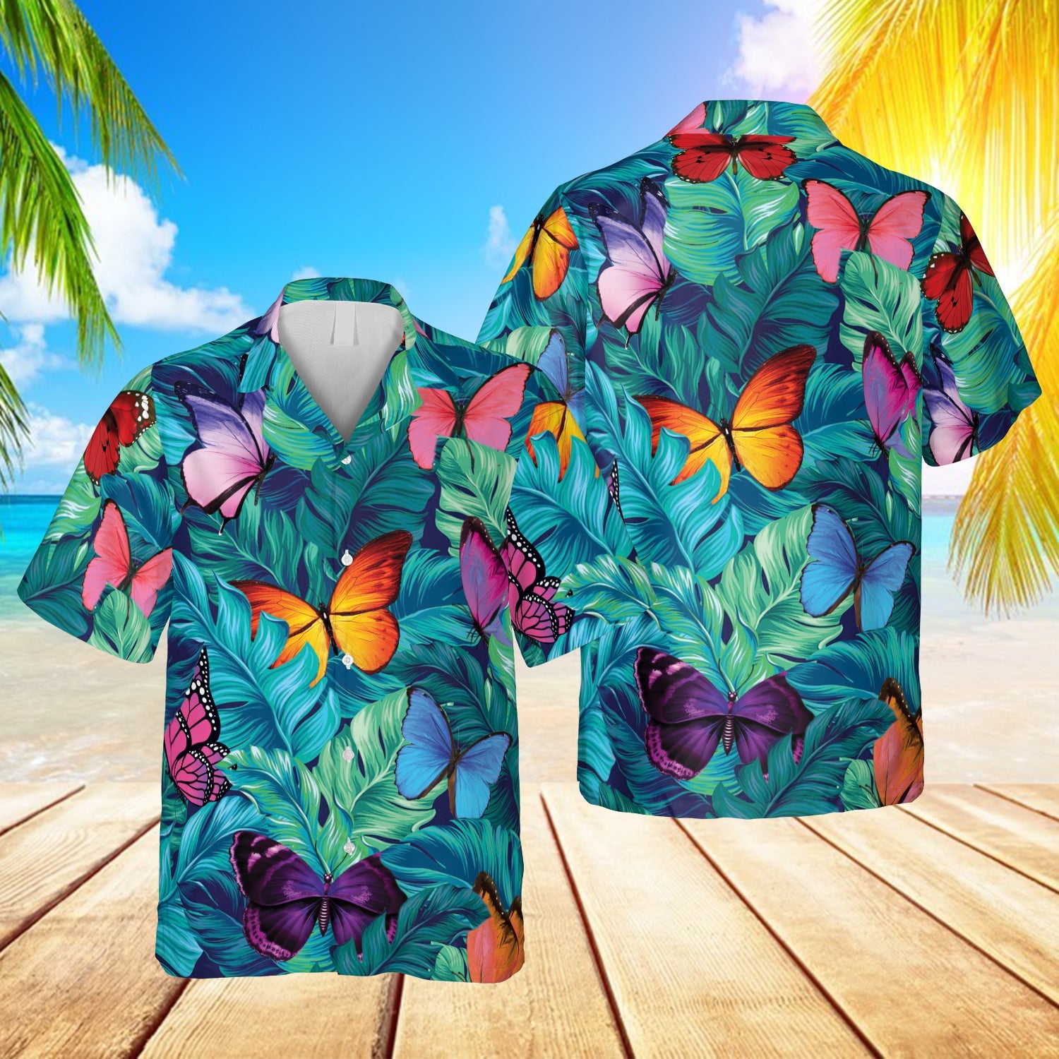 Butterfly Tropical Leaves Hawaiian Gift For Her Ha11689