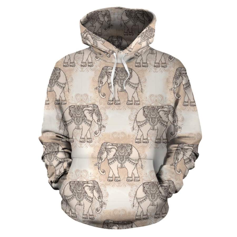 Indian Tribal Elephant Print Women Men All Over Graphic Hoodie