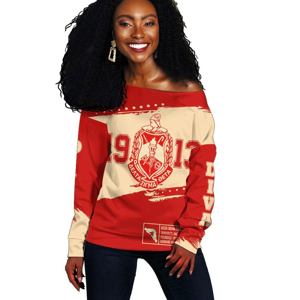 Wonder Print Sweatshirt – Delta Sigma Theta University Women Off Shoulder