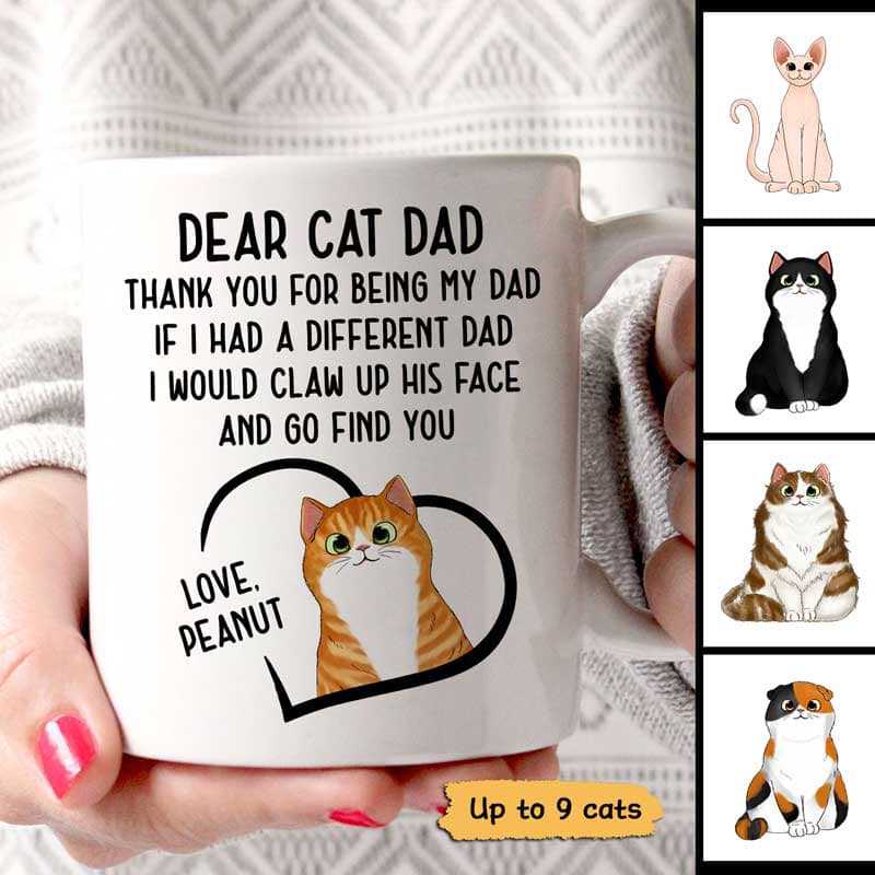 Dear Cat Dad Cats Inside Heart Personalized Mug