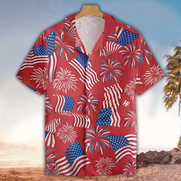 Us Flag Firework Of July Hawaii Shirt Ha107078