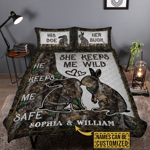 Personalized Rabbit Couple Safe Wild Customized Quilt Bedding