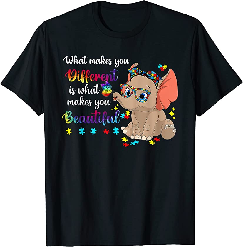 What Makes You Different Elephant Mom Autism Child Awareness T-Shirt