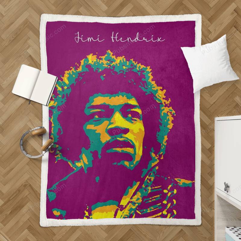 Jimi Hendrix v2 – Music Pop Art Sherpa Fleece Blanket